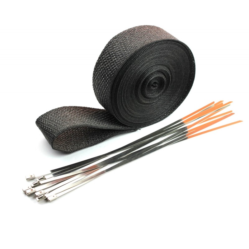 10 Kabelbinder***Heat Wrap 10m Keramik Hitzeschutzband 50mm schwarz 1200°C 