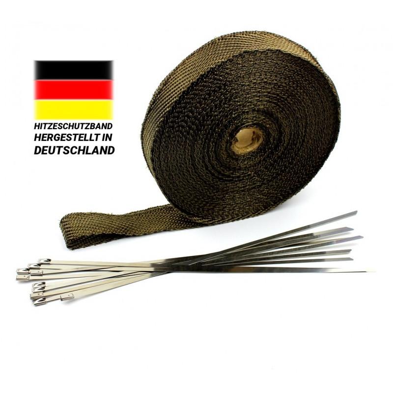 15m Titan Hitzeschutzband 50mm 1400°C 10 Kabelbinder *** Heat Wrap cable tie 